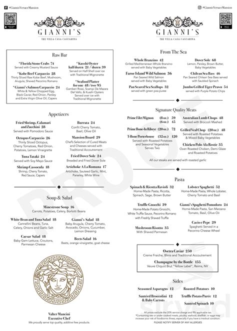 versace menu miami|Versace mansion menu.